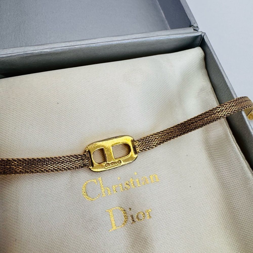 Dior Vintage Gold Mesh Bracelet with CD Logo - Picture 3 of 12